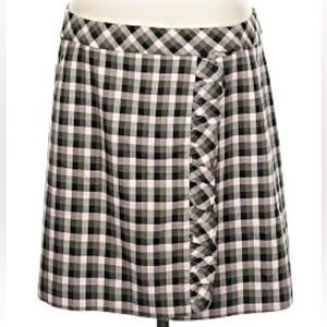 Pearl By Lela Rose Plaid Ruffle Mini Skirt Size 8